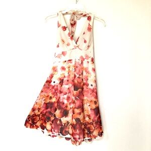 Vintage Floral Halter Dress ~ Feminine & Romantic ~ Fully Lined ~ Size: 7